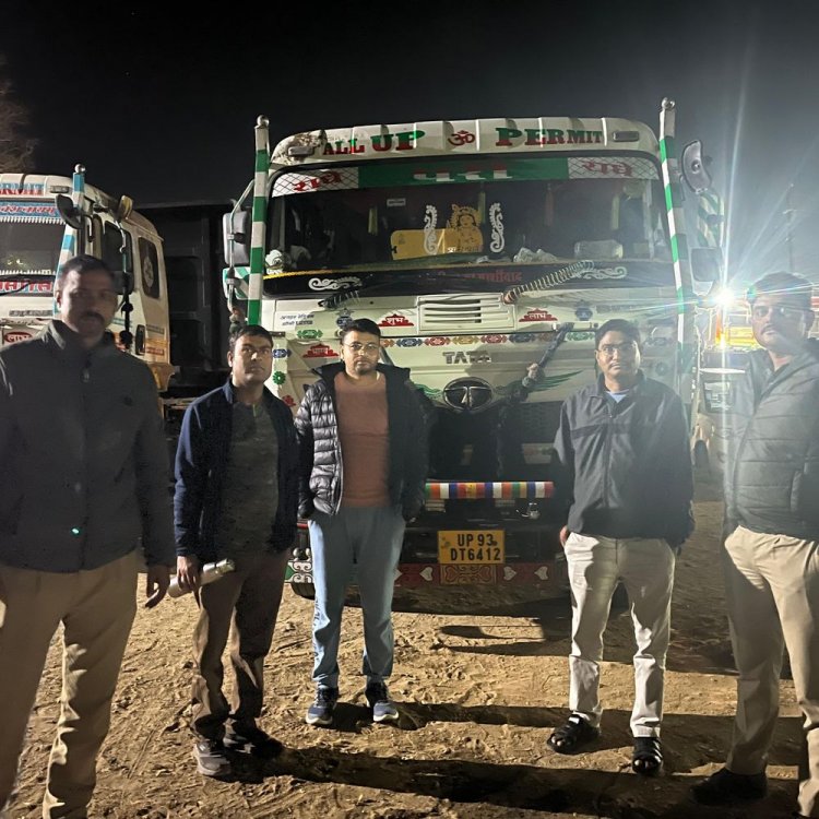 निवाड़ी में बिना दस्तावेज गिट्टी से भरा ट्रक जब्त:निवाड़ी कलेक्टर के निर्देश पर चला विशेष अभियान; आगे भी जारी रहेगी कार्रवाई