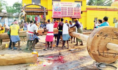 मगरमुंई रस्म के साथ रथ के एक्सल का निर्माण पूर्ण